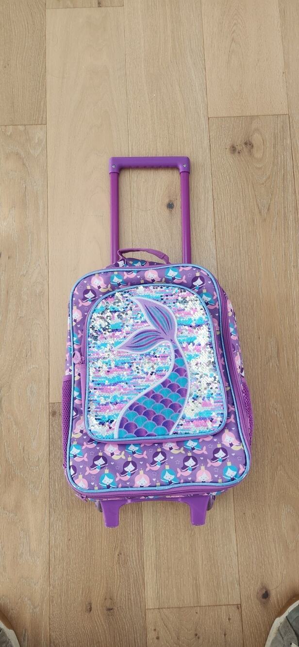 Excellent: Toddler Kids Rolling Purple Mermaid Sequin Travel Luggage Bag